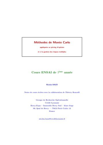 MÃ©thodes de Monte Carlo appliquÃ©es au pricing d ... - Maths-fi.com