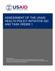 assessment of the usaid health policy initiative iqc and task order 1