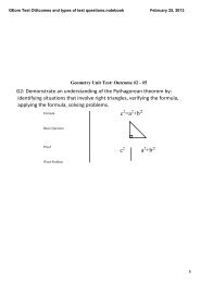 GEom Test OUtcomes and types of test questions ... - Grade 10 Math
