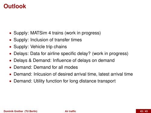 Modelling and Simulation of Air Traffic - MATSim