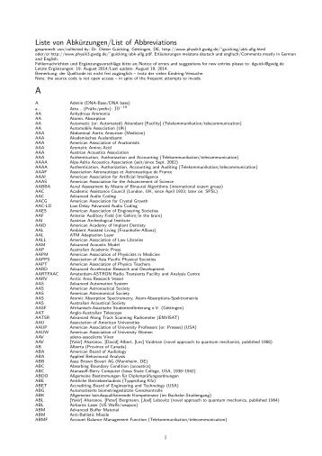 Liste von AbkÃ¼rzungen/List of Abbreviations - GWDG