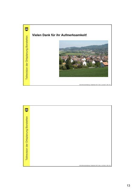 Teilrevision der Ortsplanung - Gemeinde Bonstetten