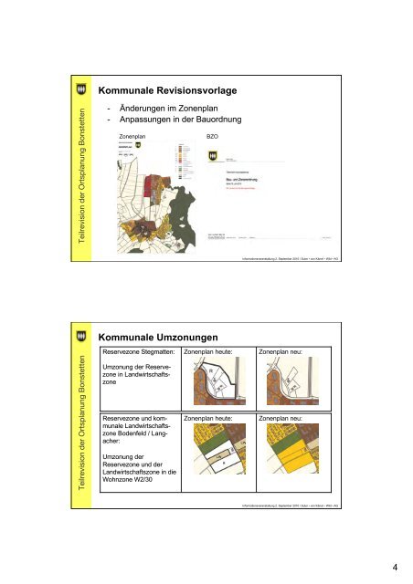 Teilrevision der Ortsplanung - Gemeinde Bonstetten