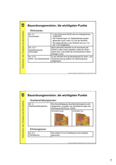 Teilrevision der Ortsplanung - Gemeinde Bonstetten