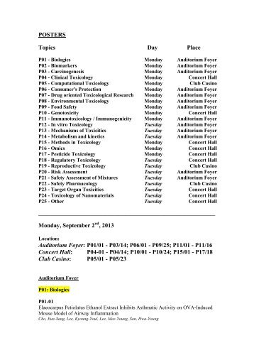 Poster Sessions - Eurotox 2013