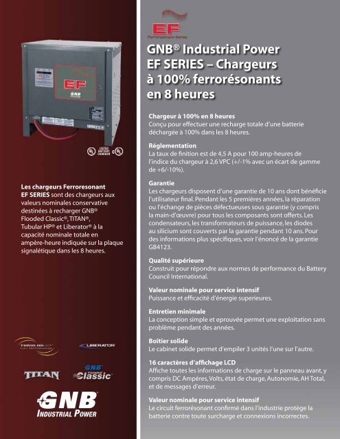 GNB® EF Series Chargeurs ferrorésonants GB4125F - Exide ...