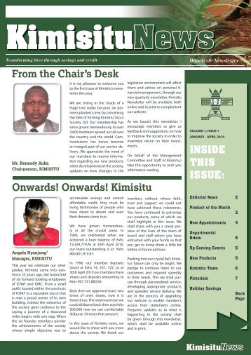 INSIDE THIS ISSUE: - Kimisitu Sacco