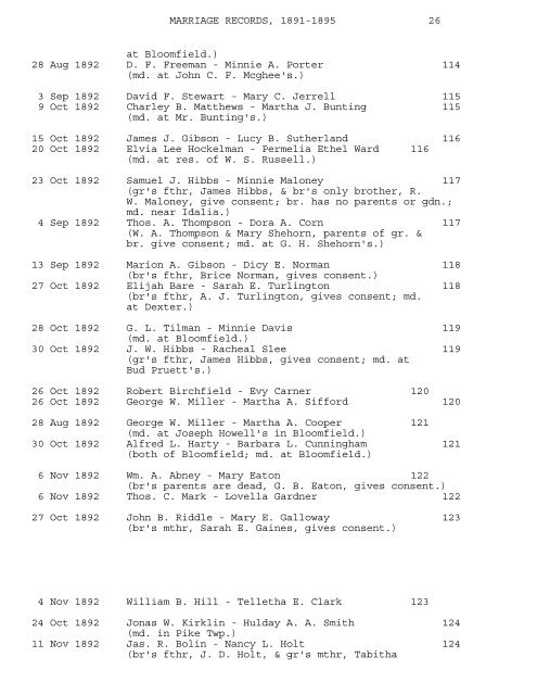 MARRIAGE RECORDS OF STODDARD COUNTY ... - RootsWeb