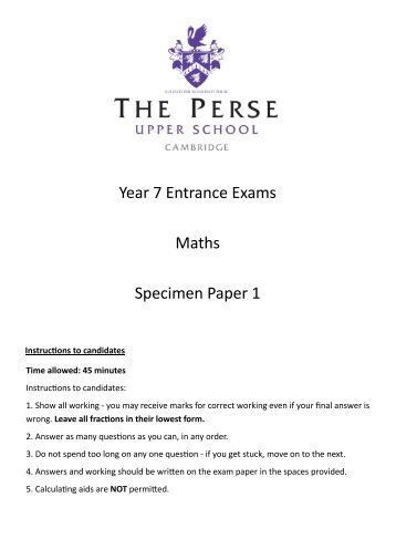 7+ exam entry ii sample english year appendix examination entrance 7 paper