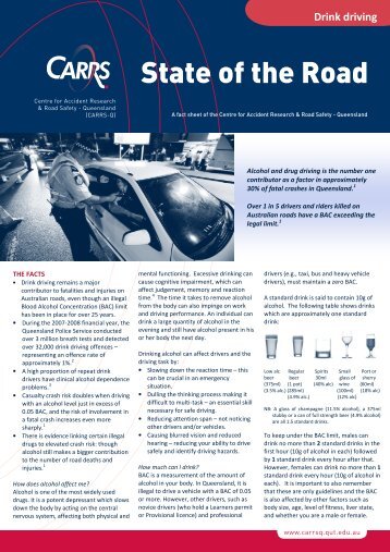 Drink driving fact sheet - Centre for Accident Research and Road ...