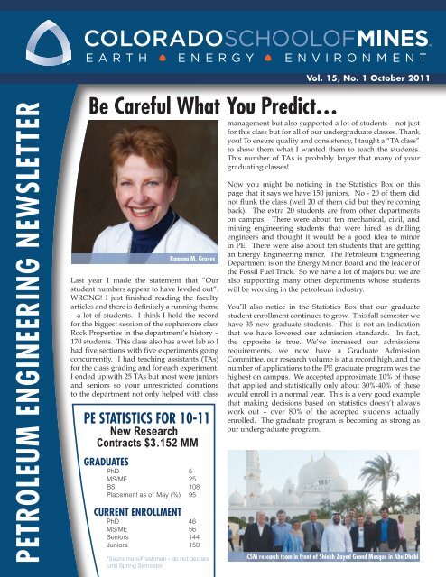 October 2011 Newsletter - petroleum engineering colorado school ...