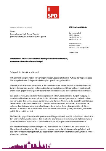 Offener Brief an den tÃ¼rkischen Generalkonsul ... - Svenja Schulze