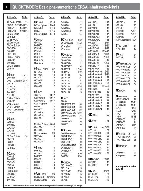 Preisliste 2011/2012 - ERSA-Shop