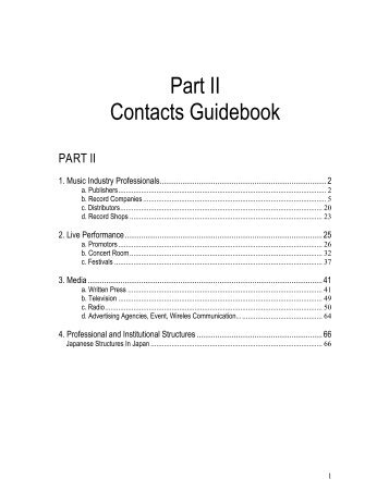 Part II Contacts Guidebook - European Music Office