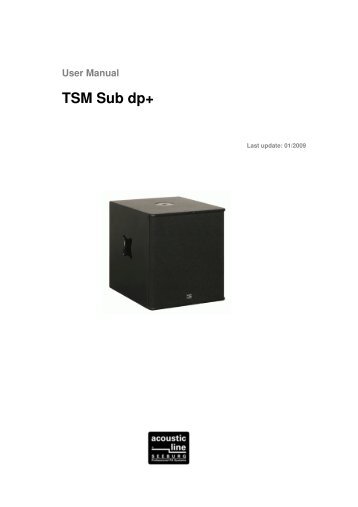 User manual TSM Sub dp+ 01-2009 - Seeburg acoustic line