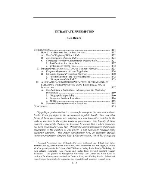 INTRASTATE PREEMPTION