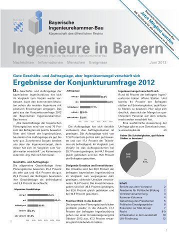 Ingenieure in Bayern 06/2012 - Bayerische Ingenieurekammer-Bau