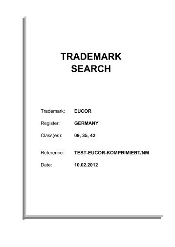 trademark search - EuCor GmbH &  Co. KG · WIR GEBEN MARKEN ...