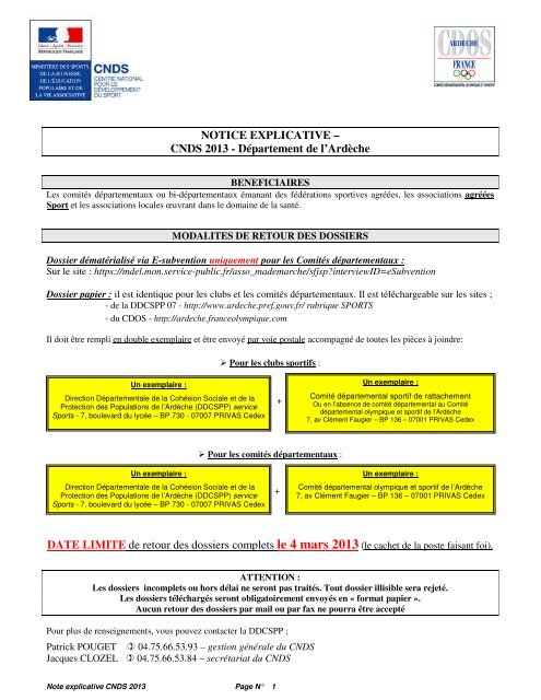 NOTICE EXPLICATIVE â CNDS 2013 - DÃ©partement de l'ArdÃ¨che