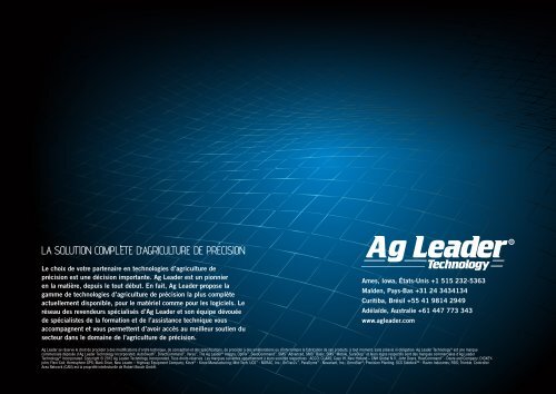 CATALOGUE DES PRODUITS - Ag Leader Technology