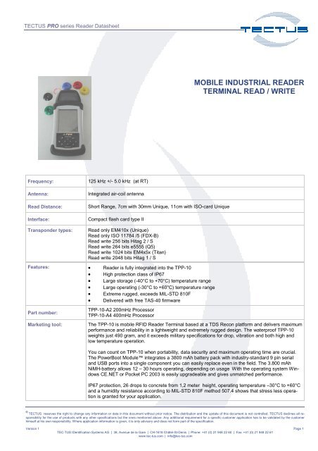 Terminal Ereader mobile industrial reader terminal read / write - Tec-tus.com