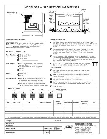 MODEL SDP --- SECURITY CEILING DIFFUSER