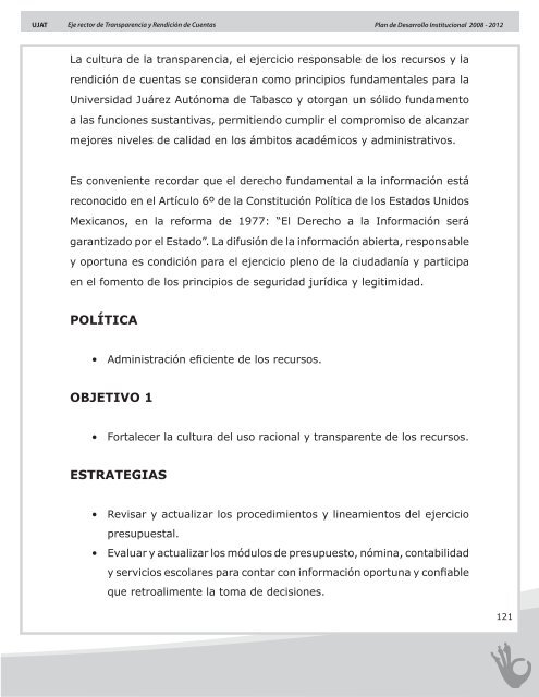 Plan de Desarrollo Institucional 2008 - 2012 - Universidad JuÃ¡rez ...