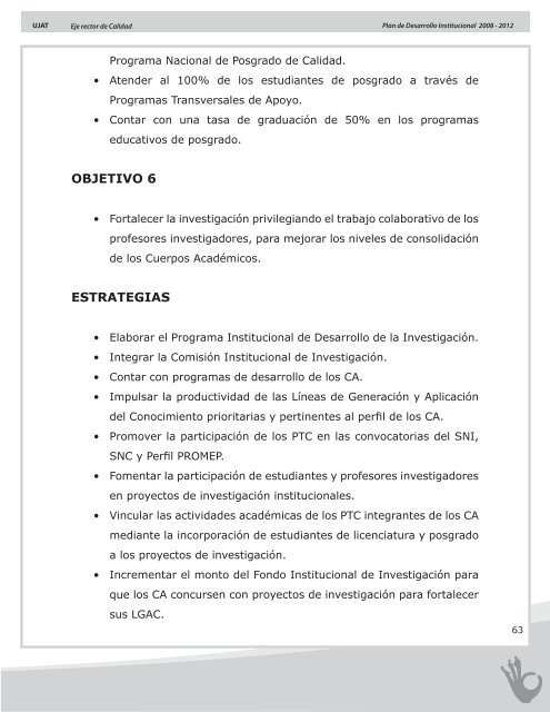 Plan de Desarrollo Institucional 2008 - 2012 - Universidad JuÃ¡rez ...