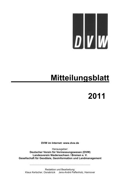 Mitteilungsblatt 2011 - Deutscher Verein für Vermessungswesen eV