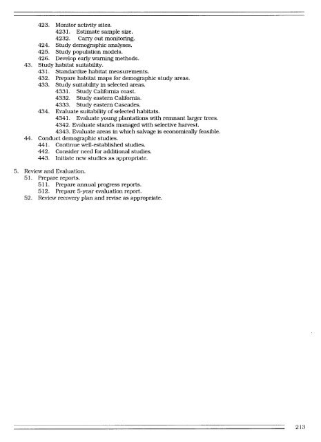 Recovery Plan for the Northern Spotted Owl - DRAFT