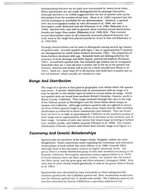 Recovery Plan for the Northern Spotted Owl - DRAFT