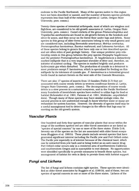 Recovery Plan for the Northern Spotted Owl - DRAFT