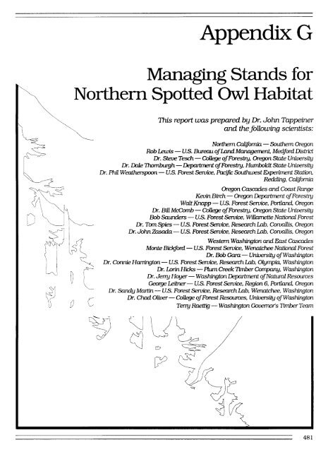 Recovery Plan for the Northern Spotted Owl - DRAFT