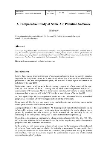 A Comparative Study of Some Air Pollution Software - BMIF