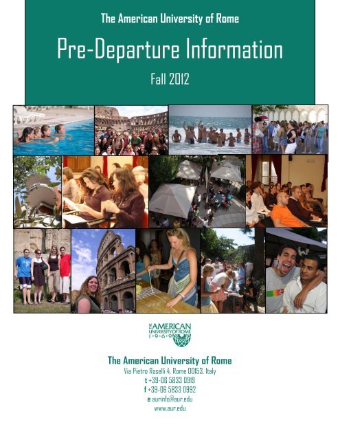 Pre-Departure Information - The American University of Rome