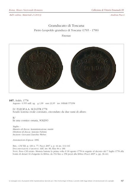 Consulta il fascicolo in formato PDF - Bollettino di Numismatica on line