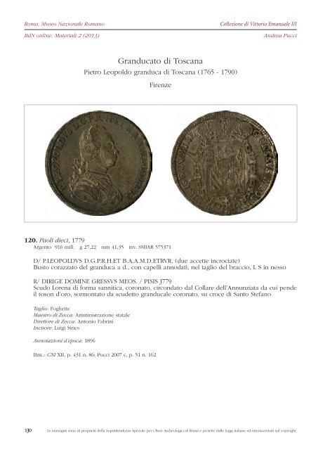 Consulta il fascicolo in formato PDF - Bollettino di Numismatica on line