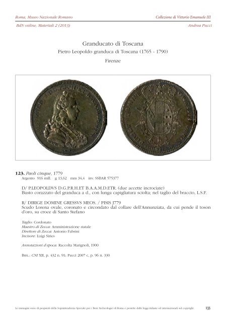 Consulta il fascicolo in formato PDF - Bollettino di Numismatica on line