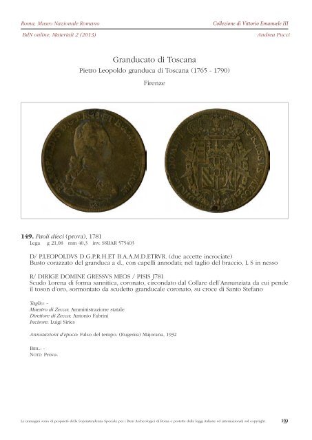 Consulta il fascicolo in formato PDF - Bollettino di Numismatica on line