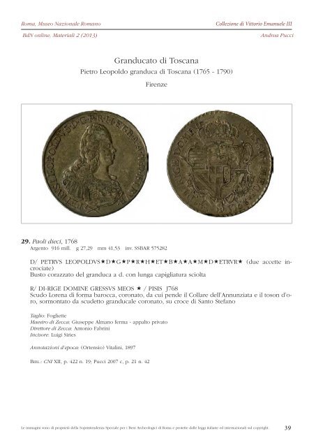 Consulta il fascicolo in formato PDF - Bollettino di Numismatica on line