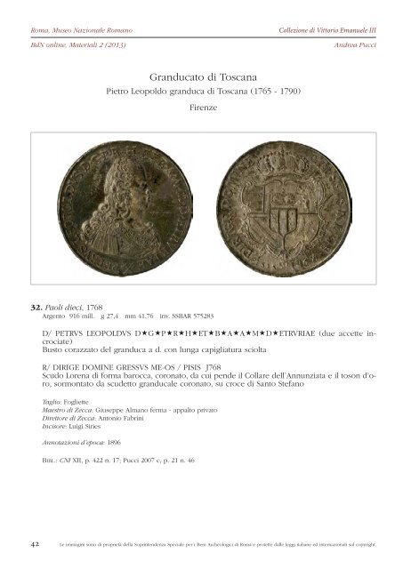 Consulta il fascicolo in formato PDF - Bollettino di Numismatica on line