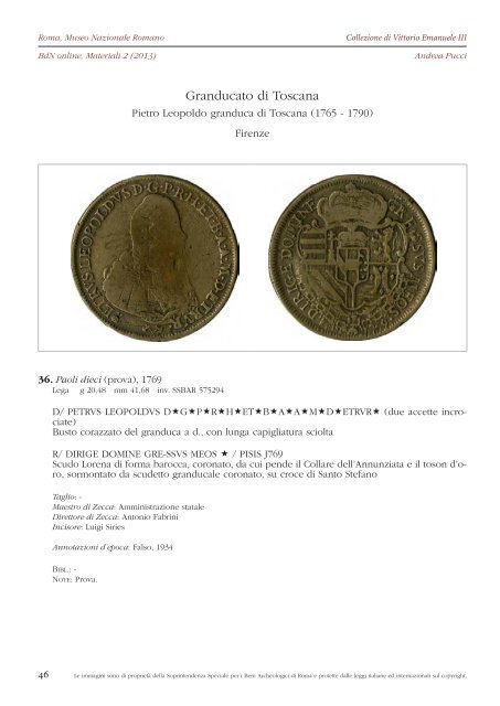 Consulta il fascicolo in formato PDF - Bollettino di Numismatica on line