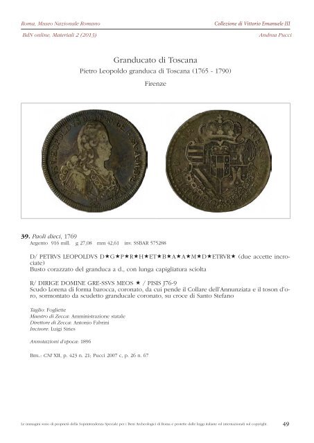 Consulta il fascicolo in formato PDF - Bollettino di Numismatica on line