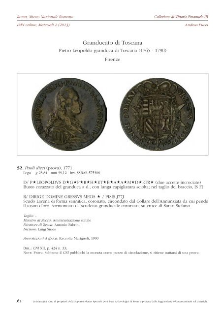 Consulta il fascicolo in formato PDF - Bollettino di Numismatica on line