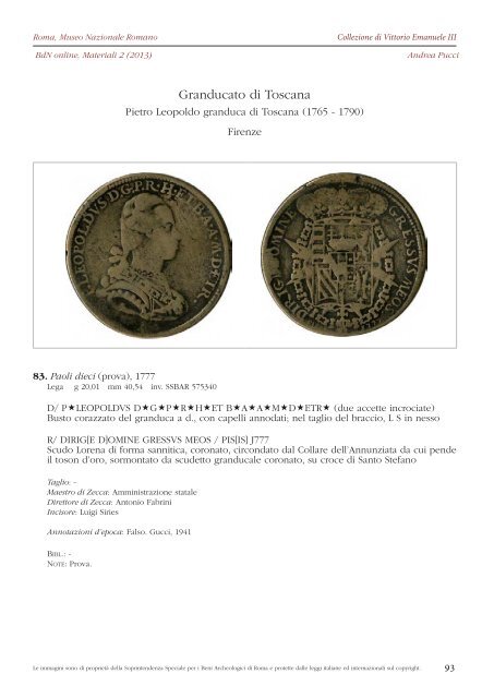 Consulta il fascicolo in formato PDF - Bollettino di Numismatica on line