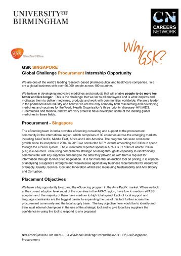 GSK procurement internship job description (PDF - 225KB)