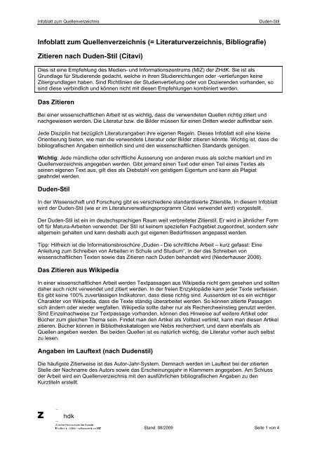 Zitieren nach Duden-Stil - MIZ