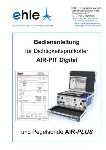 Bedienanleitung fÃ¼r DichtigkeitsprÃ¼fkoffer AIR-PIT Digital und ... - Ehle