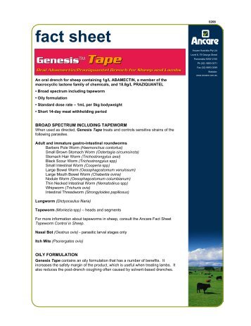 GENESIS TAPE - Fact Sheet - Ancare