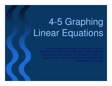 4-5 Graphing Linear Equations - Mona Shores Blogs